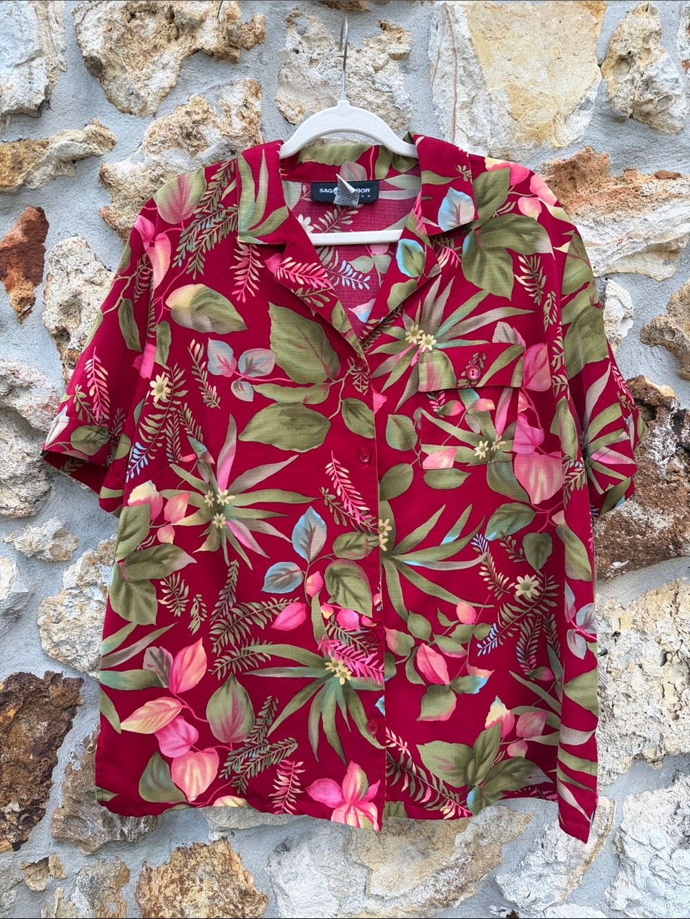 Vintage sag harbor woman shirt tropical button down